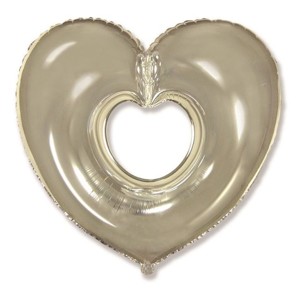 Balón foliový Srdce stříbrné 90 cm - FLEXMETAL