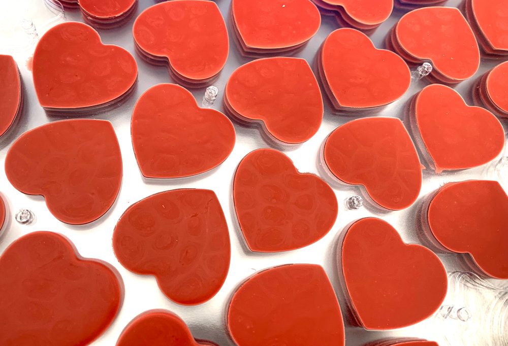 Srdce červené čokoládové 720g/cca 240 ks - 3,5 cm -