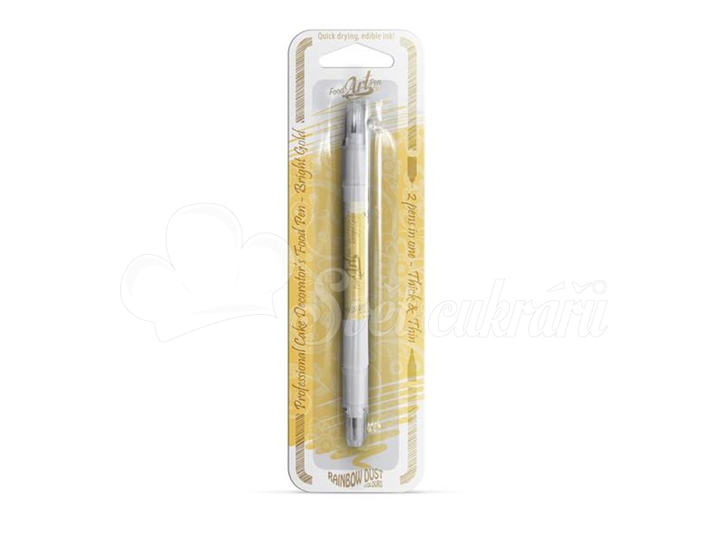 World of Confectioners - Double-ended colouring edible ink pen Bright Gold  - Rainbow Dust - Two-sided markers - Food colors and pigments, Raw materials
