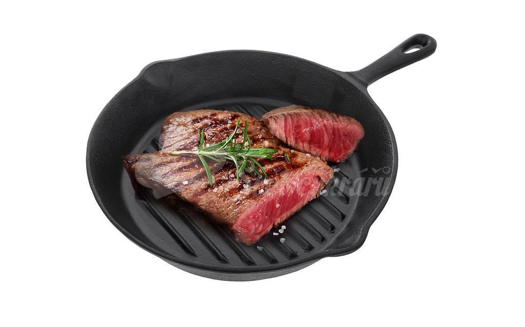 Pánev grilovací litinová na steaky se žebrováným dnem - pr. 24 cm - ORION -  Pánve a pánvičky - Kuchyňské potřeby - Svět cukrářů