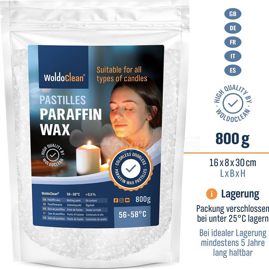 Svet cukrárov - Parafínový vosk vo forme granúl na výrobu domácich sviečok  - 800 g - WoldoClean® - Kreativní tvoření - Oslavy a party
