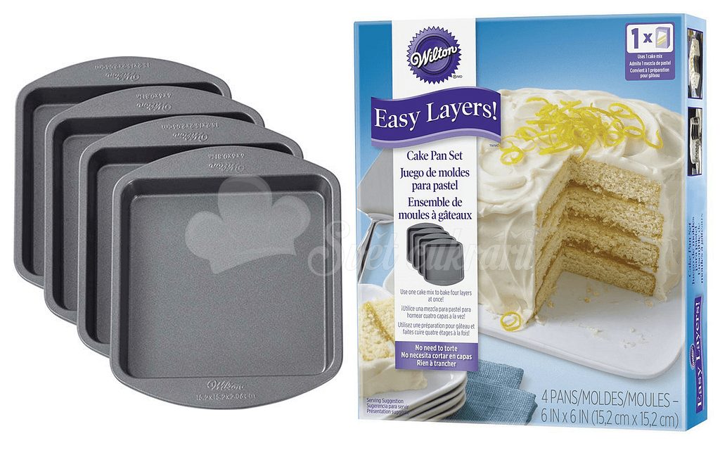 World of Confectioners - Square Cake Pan Easy Layers - 15cm - 4 pcs set -  Wilton - Cake forms with bottom - Cake forms, For baking