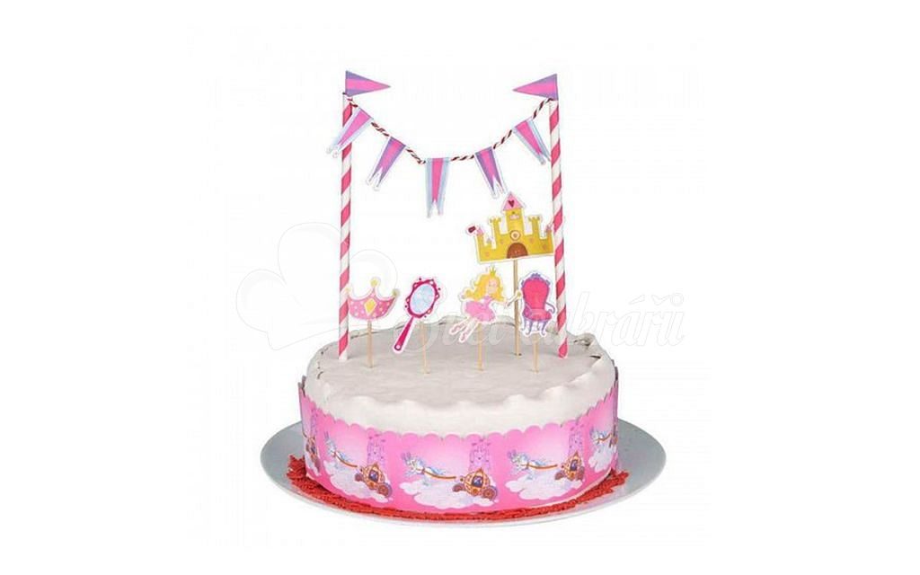 Papírové zápichy - dekorace na dort Party Kit - Princezna (7 ks) - Modecor  - Zápichy na dort - Dekorace a figurky na dorty, Cukrářské potřeby - Svět  cukrářů