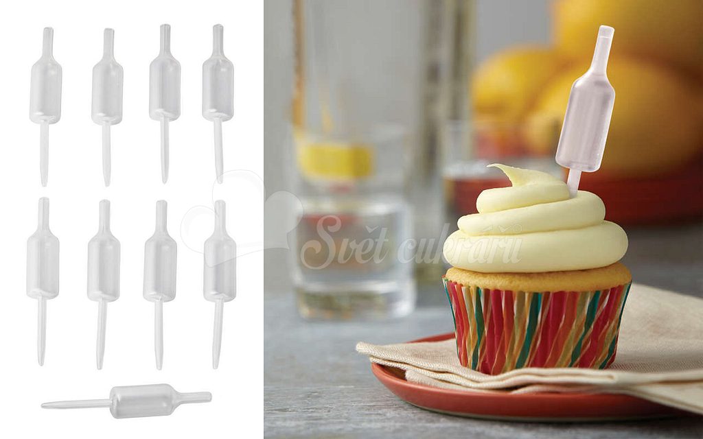 Mini likőrös üvegek süteményekhez és muffinokhoz - Wilton - Torta beszúrók  - Torta figurák és díszek, Cukrászati eszközök - Cukrász világ