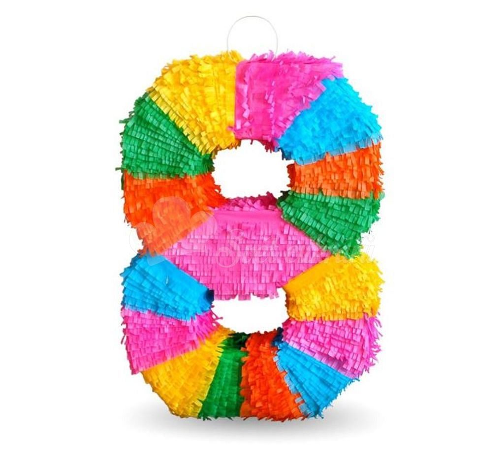 World of Confectioners - Piñata number " 8 " coloured - breakable,  50x35x7,5 cm - GoDan - Pi?ata - Celebrations and parties
