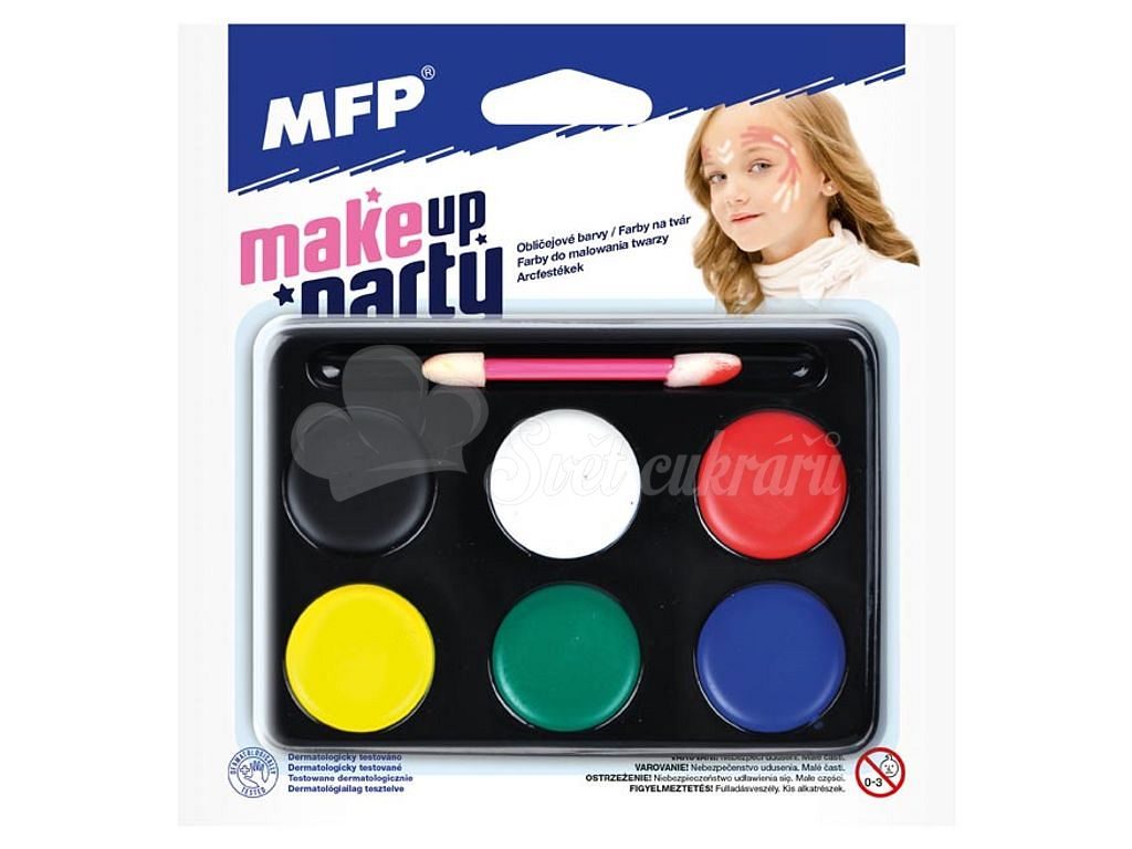 Sada barev na obličej se štětečkem MakeUp Party - 6 ks - MFP Paper - Masky  a kostýmy - Oslavy - Svět cukrářů