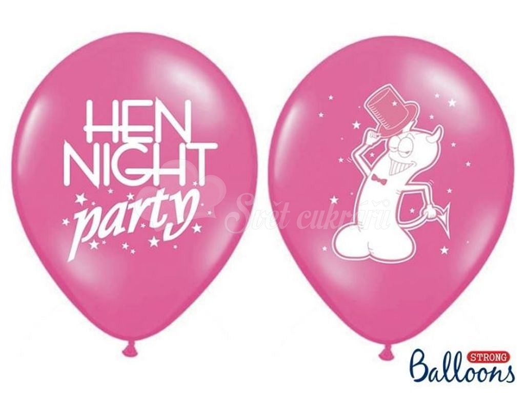 Silné Balónky 30 cm PASTEL RŮŽOVÉ potisk HEN NIGHT party - 1 ks - Rozlučka  se svobodou - PartyDeco - Svatba - Podle téma - Svět cukrářů