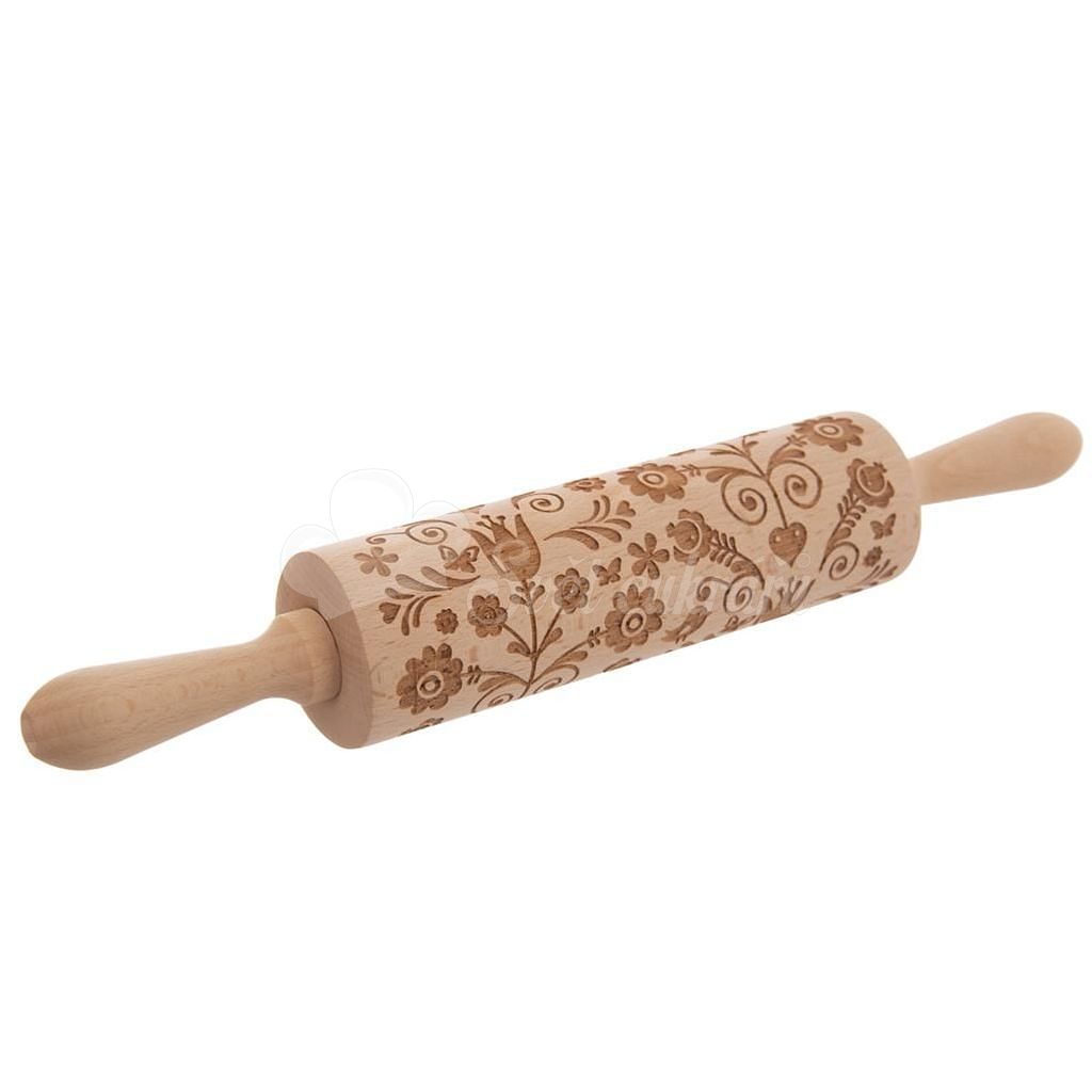 World of Confectioners - Wood roller decor l. 20/38 cm FLOWERS