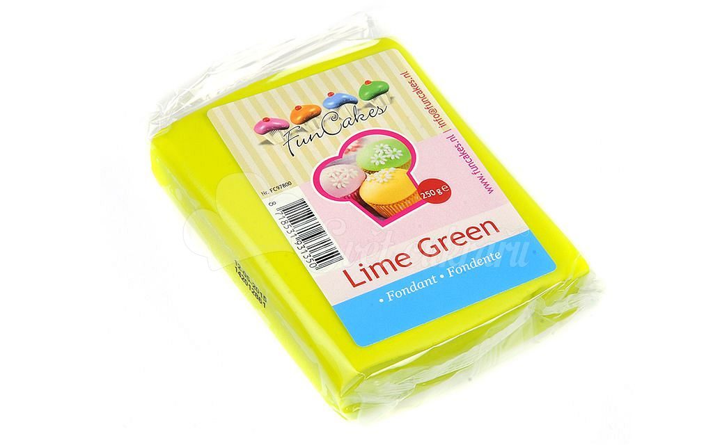 Zöld hengerelt fondant Lime green (színes fondant) 250 g - lime zöld -  FunCakes - Színes anyagok - Modelező és bevonó anyagok (fondant),  Alapanyagok - Cukrász világ