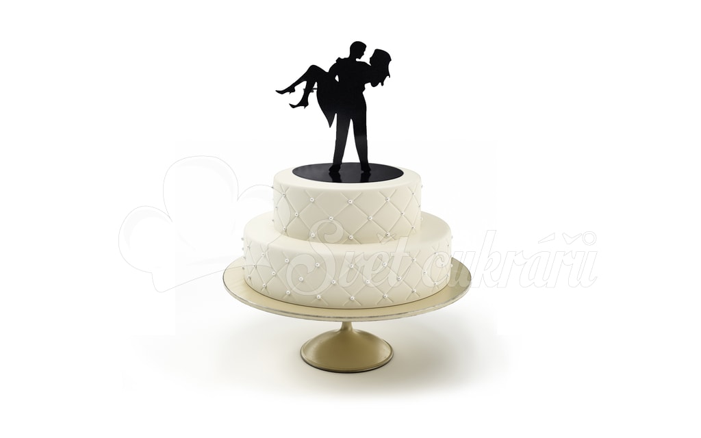 Silueta novomanželů v náručí - svatební figurky na dort - Modecor - Figurky  svatební - Dekorace a figurky na dorty, Cukrářské potřeby - Svět cukrářů