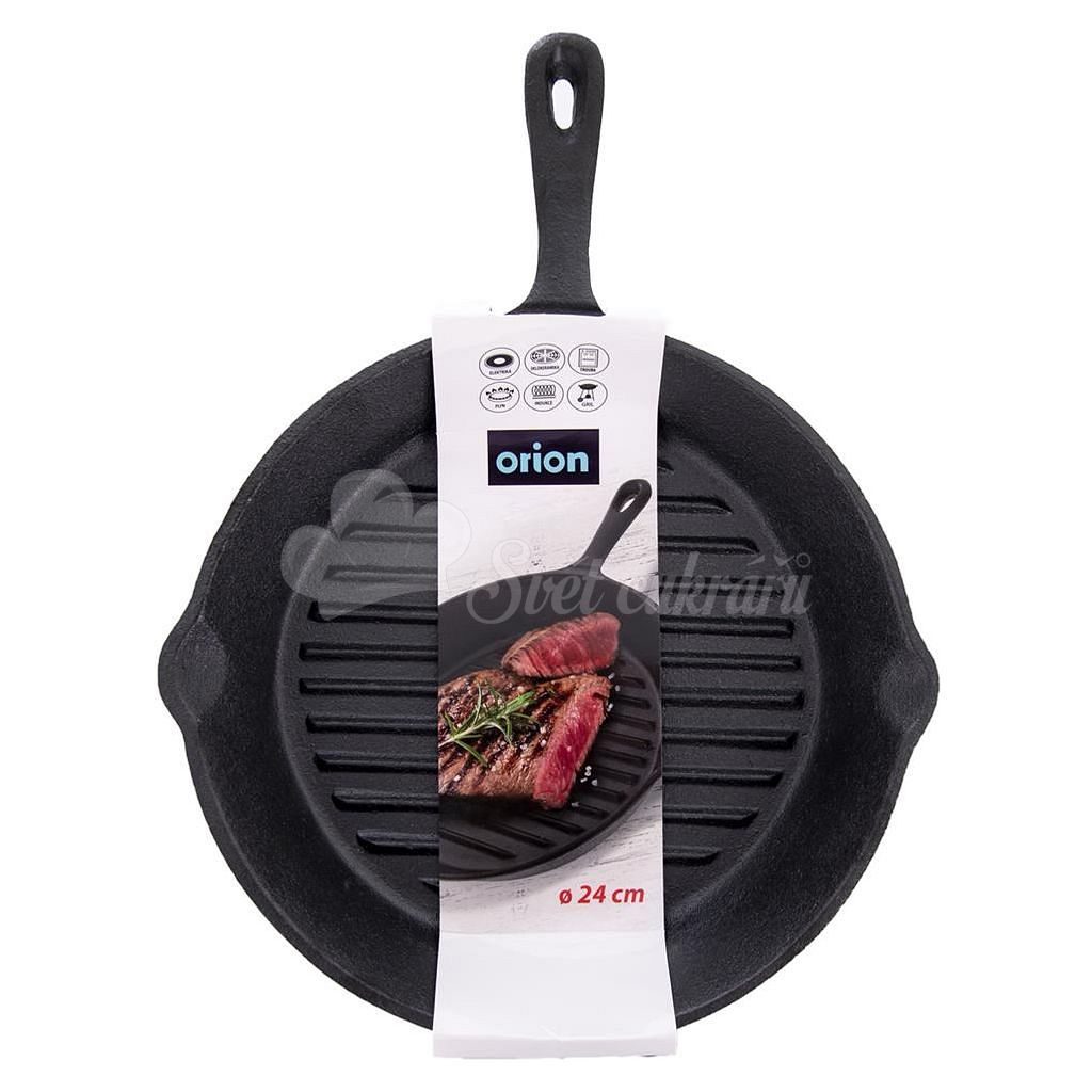 Öntöttvas grill serpenyő steakekhez, bordázott aljjal - átmérő 24 cm -  ORION - Serpenyők - Konyhai eszközök - Cukrász világ