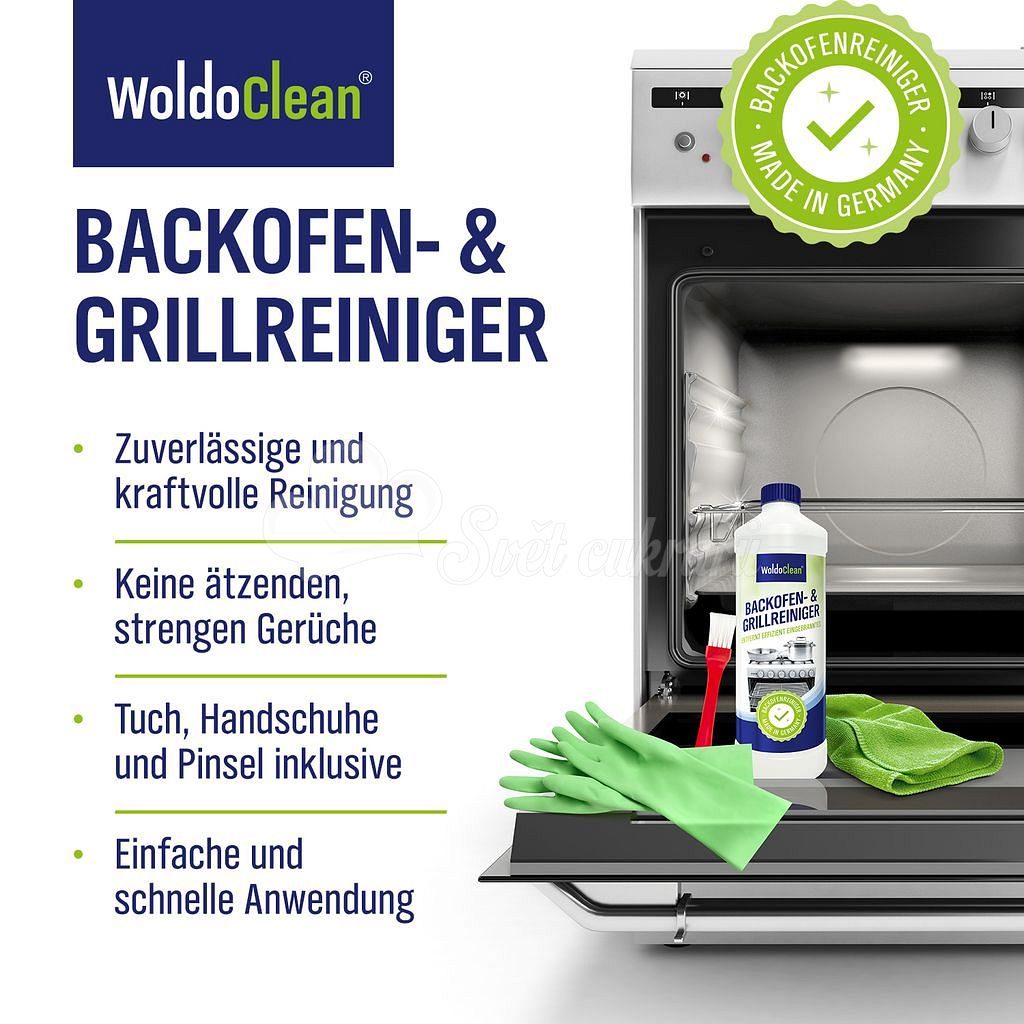 World of Confectioners - Oven and grill cleaner + gloves, microfiber and  brush - 500 ml - WoldoClean® - Household cleaning - Homeware