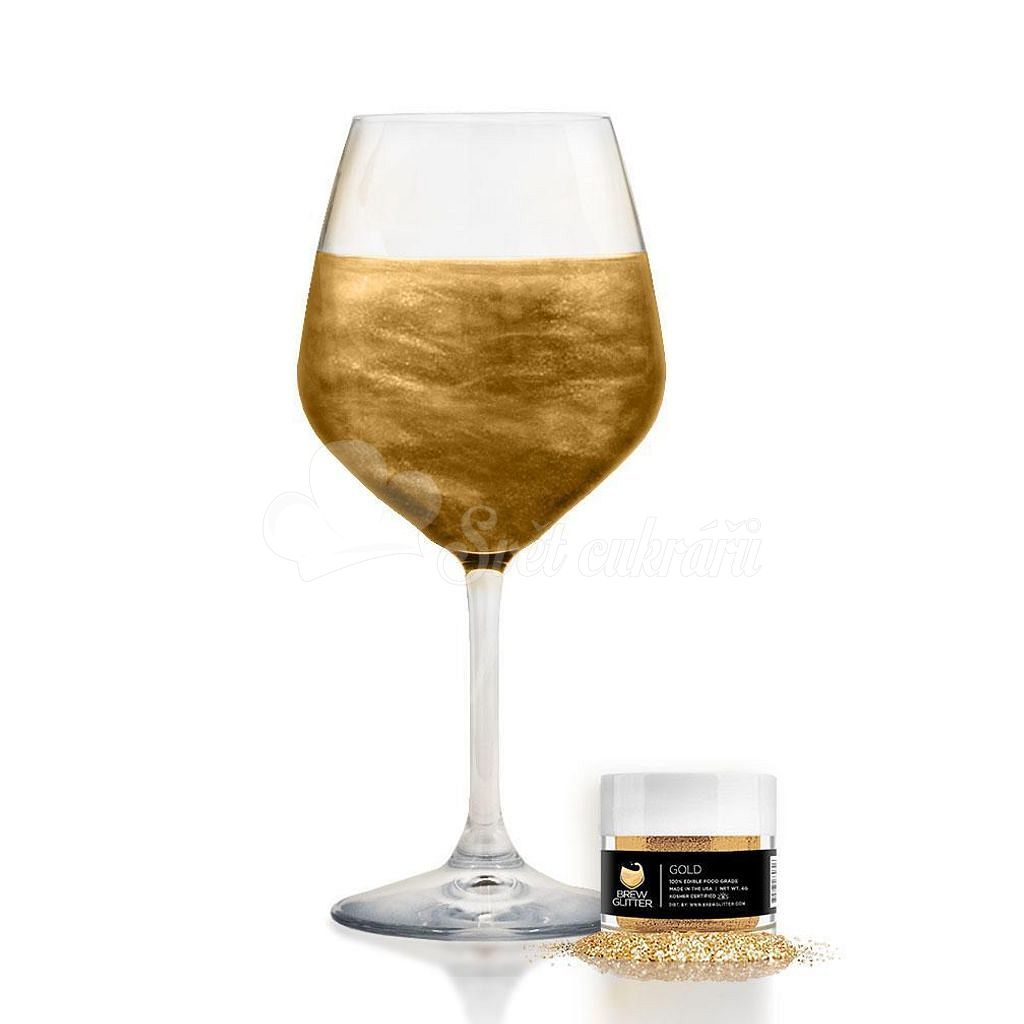 Svet cukrárov - Jedlé trblietky do nápojov - zlaté - Gold Brew Glitter® - 4  g - Brew Glitter - Třpytky do nápojů - Potravinárske farby a farbivá,  Suroviny