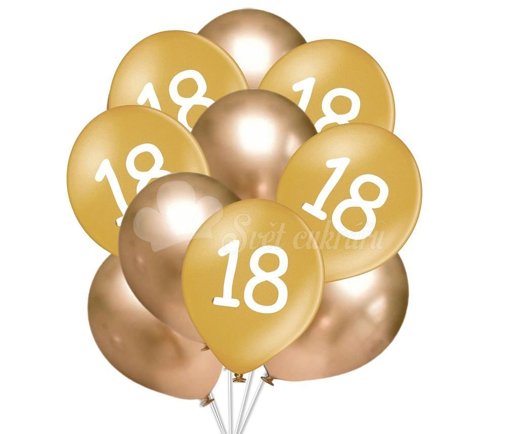 World of Confectioners - Balloons 18 birthday gold 10 pcs 30 cm mix -  Balloons - Celebrations and parties
