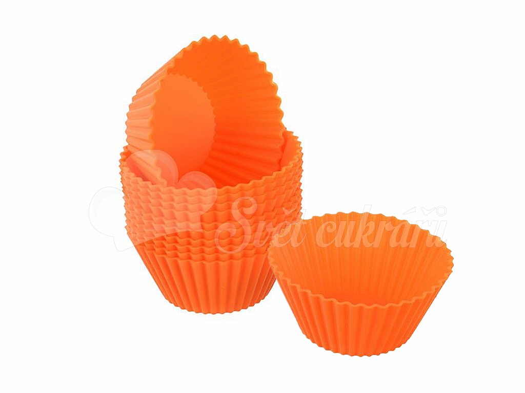 Silikonové košíčky na muffiny - cupcake formička 12 ks (5,5 x 2,5 cm) -  hnědé, oranžové - ORION - Silikonové košíčky na muffiny - Cukrářské košíčky  na pečení, Na muffiny a cupcakes, Na pečení - Svět cukrářů