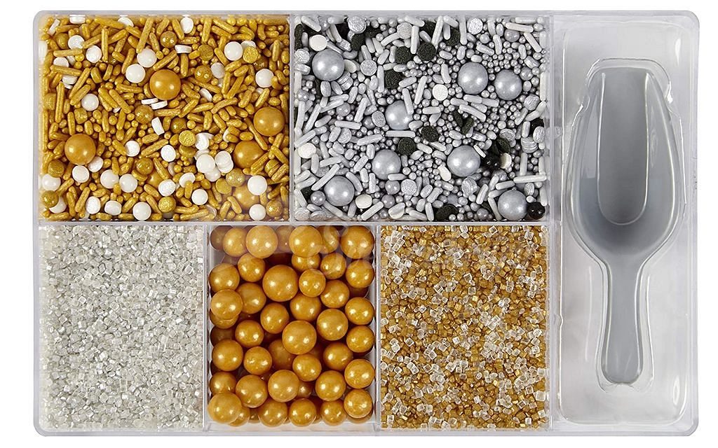 Svet cukrárov - Cukrové zdobenie - zlaté, strieborné, metalické Wilton  Sprinkles Box - Wilton - Zlaté dekorácie a pláty - Dekorácie a figúrky na  torty, Cukrárske potreby