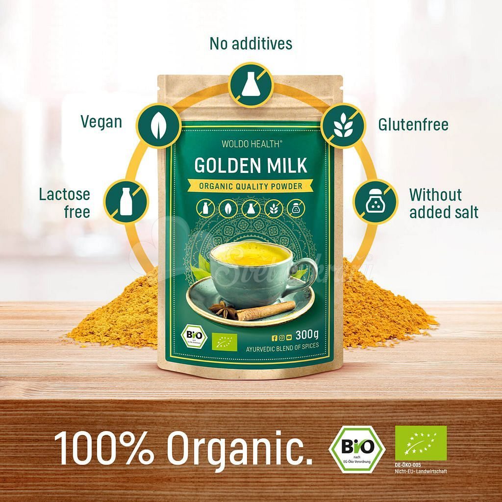 Zlaté mléko kurkuma 300 g - WoldoHealth® - Směsi a přípravky - Suroviny -  Svět cukrářů