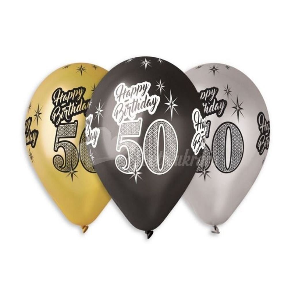 Balónky metalické 50 let, Happy Birthday - mix barev - 30 cm (5 ks) - SMART  - Halloween - Podle téma - Svět cukrářů
