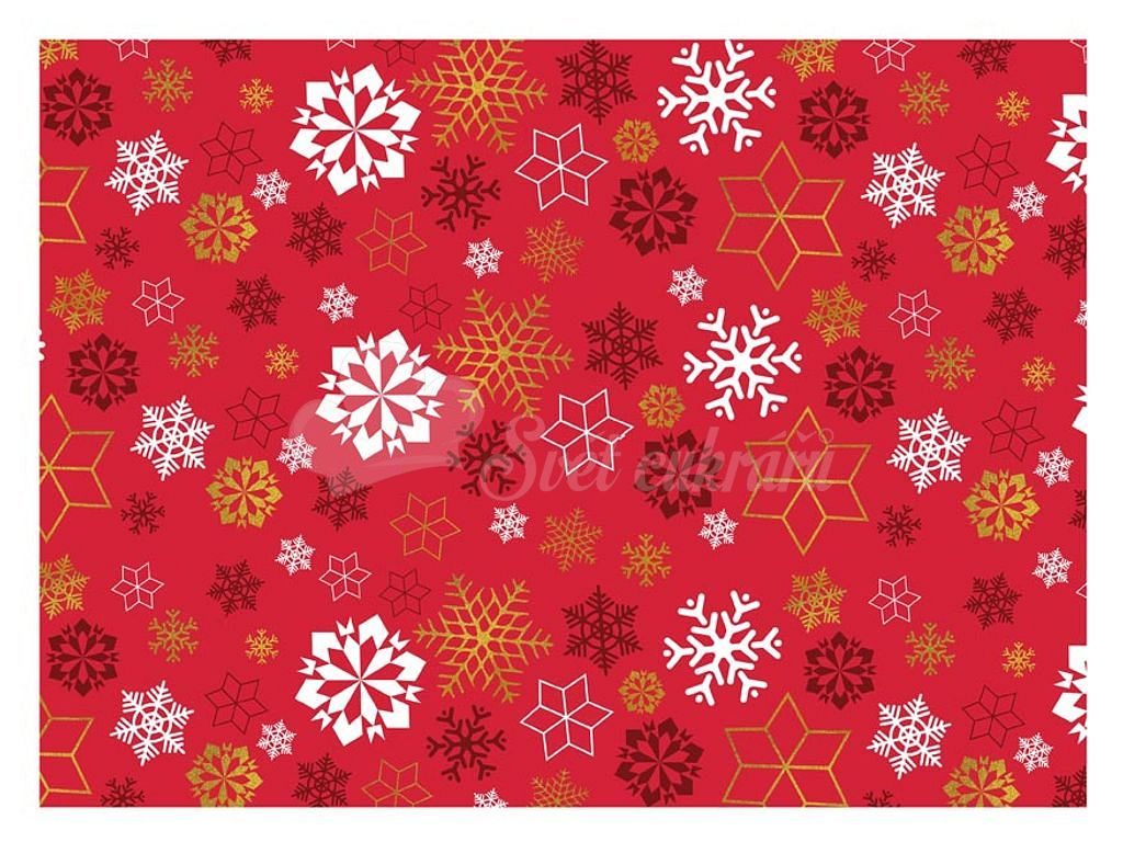 Balící papír vánoční klasik - červený se sněhovými vločkami - archy 100x70  cm - MFP Paper - Balicí papír na dárky - Papírenské zboží - Svět cukrářů