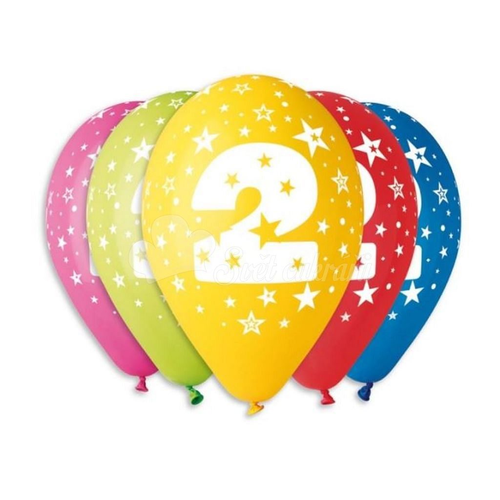 Balónky potisk čísla "2" - 5ks v bal. 30cm - SMART - Balónky - Oslavy a  party - Svět cukrářů