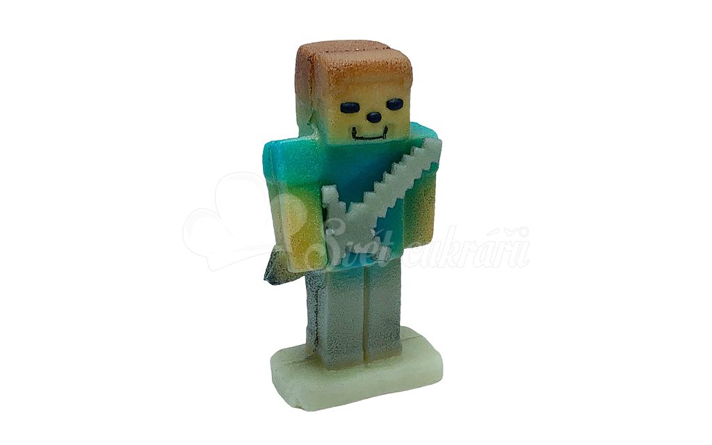 World of Confectioners - Steve from Minecraft - blue with sword - marzipan  figure - Frischmann - Minecraft - Movies, fairy tales and games, By topic