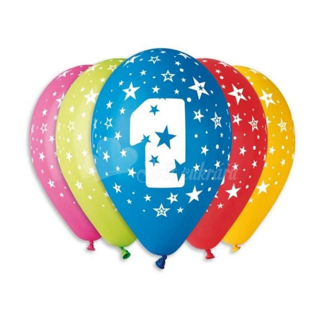 Balónky potisk čísla "1" - 5 ks v bal. 30 cm - SMART - Balónky - Oslavy a  party - Svět cukrářů