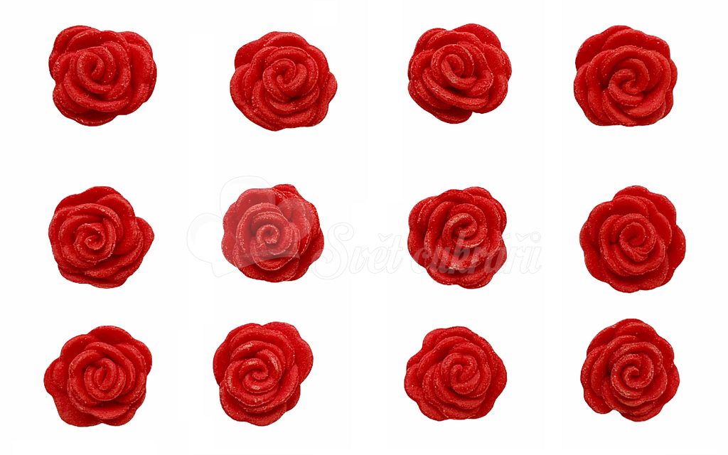 Svet cukrárov - Cukrové ruže červené 1,6 cm - 12 ks - PME - Kvietky -  Cukrárske zdobenie a sypanie, Jedlé dekoracie, Suroviny