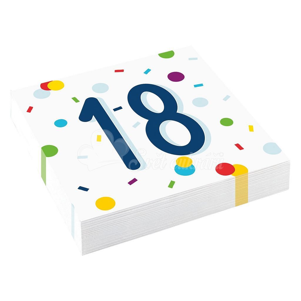 18. narozeniny ubrousky s puntíky 20 ks 33 cm x 33 cm, 3-vrstvé - Amscan -  Party ubrousky - Na stůl - Svět cukrářů