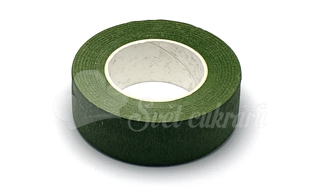 Začišťovací floristická páska tmavě zelená široká 25 mm - Začišťovací  floristické pásky - Floristické potřeby, Modelovací pomůcky, Cukrářské  potřeby - Svět cukrářů