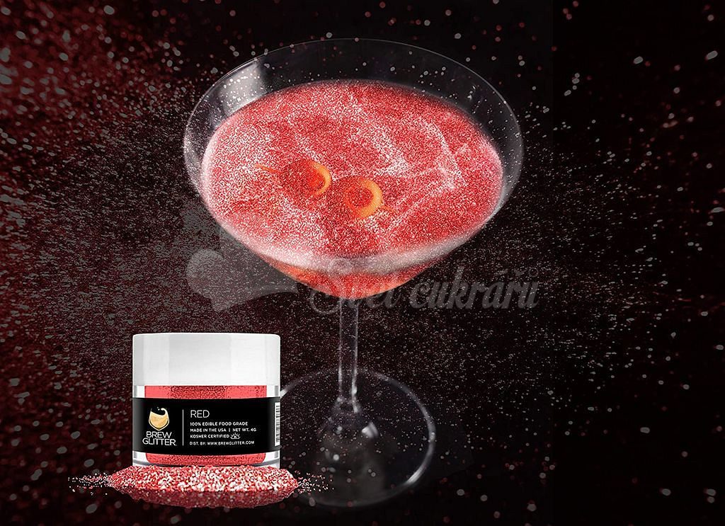 World of Confectioners - Edible Beverage Glitter - Red - Red Brew Glitter®  - 4 g - Brew Glitter - Třpytky do nápojů - Food colors and pigments, Raw  materials