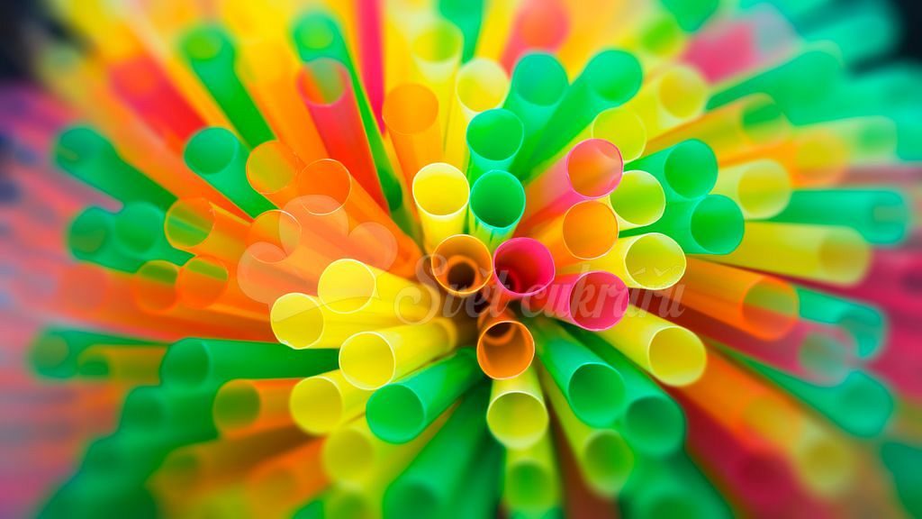 Drinking Straws Closeup, Colorful Plastic Straw Macro Image stock