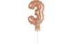 Balloon foil numerals - 3 - ROSE GOLD 12,5 cm with holder