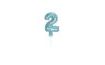Fólia léggömb számok türkiz (Tiffany) 12,5 cm - 2 db tartóval