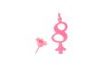 Birthday candle with stick-on stand - Digits pink 8