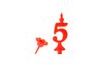 Birthday candle with pricking stand - Red numeral 5