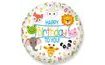 Balón fóliový kulatý zvířatka - Happy Birthday - Narozeniny - safari - 48 cm