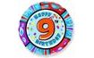 Happy Birthday Foil Balloon for 9th Birthday - 45 cm