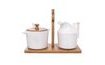 Milk Jug and Sugar Bowl Set with Bamboo Stand