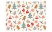 Klasszikus csomagolópapír - karácsonyi motívumok - fák, mézeskalács, sapkák - 100x70 cm-es lapok