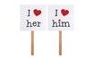 PAPER CARDS on skewer - 2 pieces I love him/I love her - 9x9 cm - Wedding