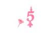 Birthday candle with pinch stand - Digits pink 5