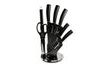 8-Piece Knife Set in Stand - Black Silver Collection