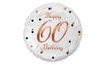 Balón foliový 60 let - Happy birthday - narozeniny - růžovozlatý nápis - 45 cm