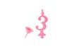 Birthday candle with pinch stand - Digits pink 3