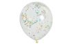 Balloons 6 pcs 30 cm - transparent with coloured confetti