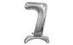 Fólia számú ballon EZÜST színben állványon, 74 cm - 7