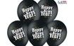Léggömbök 30 cm metálfekete - Boldog új évet - Szilveszter