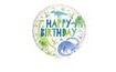 Balón foliový DINOSAURUS - Zelenomodrý - Happy birthday - Všechno nejlepší - 45 cm