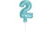 Balónové číslice - 2 - SVETLE MODRÉ 12,5 cm s držiakom