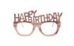 Papírové brýle Happy Birthday, rose gold - růžovozlaté 4 ks